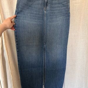 Reitmans Blue Stretch Denim Midi Pencil Skirt